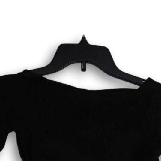 NWT Womens Black 3/4 Sleeve Surplice Neck Pullover Blouse Top Size XS image number 4
