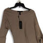 NWT Womens Gray Boat Neck Long Sleeve Drape Bodycon Dress Size Medium image number 3