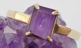 14K Gold Amethyst Faceted Rectangle Band Ring For Repair 1.4g