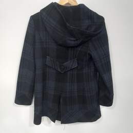 Guess Women's Black/Blue Plaid Wool Blend Pea Coat Size M alternative image