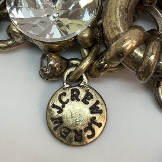 Designer J.Crew Gold-Tone Clear Crystal Stone Adjustable Statement Necklace image number 4
