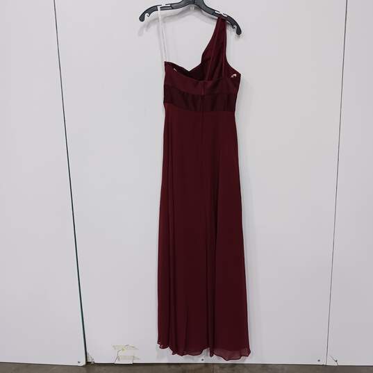David Bridal Women's Wine Color One Shoulder Bridesmaid Dress Size 6 NWT image number 2