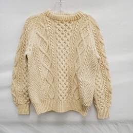 Donegal Woollen WM's Pure Wool Knit Ivory Crewneck Sweater Size 38