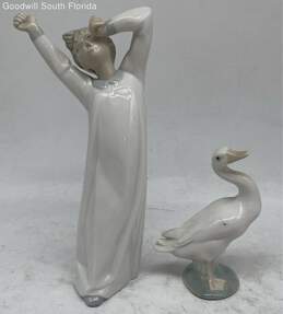 Lladro Little duck & Yawning Sleepy Boy Porcelain Figurine