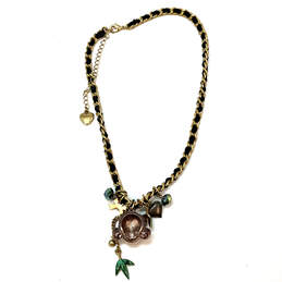 Designer Betsey Johnson Gold-Tone Chain Rhinestone Monkey Charm Necklace alternative image