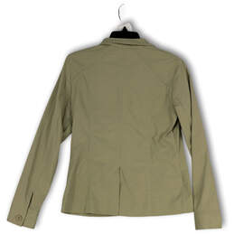 Womens Tan Collared Long Sleeve Stretch Pockets Button Front Jacket Size 6 alternative image