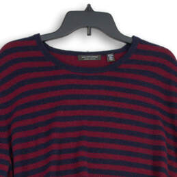 Mens Red Blue Striped Crew Neck Long Sleeve Pullover Sweater Size XL alternative image