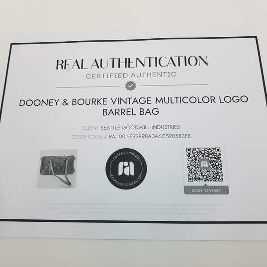 AUTHENTICATED Dooney & Bourke Vintage Multicolor Logo Barrel Bag image number 6