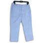 NWT Lands' End Womens Blue White Striped Straight Leg Cropped Pants Size 8P image number 1