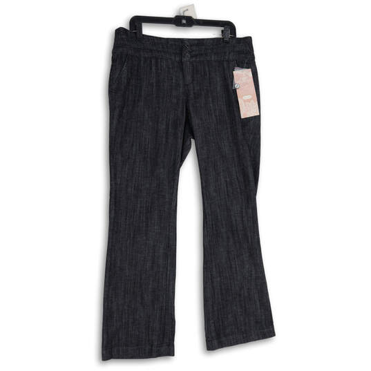 Buy the NWT Womens Black Flat Front Pockets Straight Leg Trouser