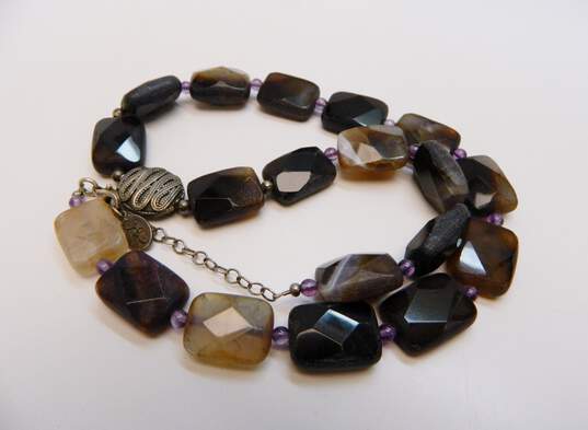 Sally C 925 Sterling Silver Chunky Agate Necklace 100.0g image number 3