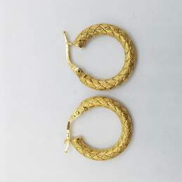 18K Gold Weave Hoop Earrings 3.1g alternative image