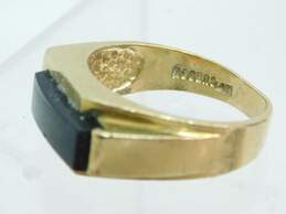 Vintage 14K Yellow Gold Onyx Accent Geometric Statement Ring 6.8g alternative image