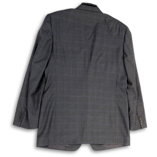 Mens Gray Plaid Long Sleeve Notch Single Breasted Two Button Blazer Size 40 image number 3