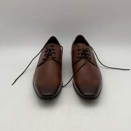 Gino Paoli Mens Brown Leather Lace Up Loafer Oxford Dress Shoes Size 9