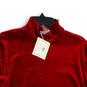 NWT Womens Red Velvet Mock Neck Long Sleeve Pullover Blouse Top Size M image number 3