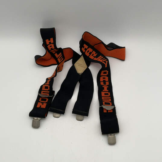Mens Orange Black Adjustable Stretchable Metal Buckle Suspenders One Size image number 1