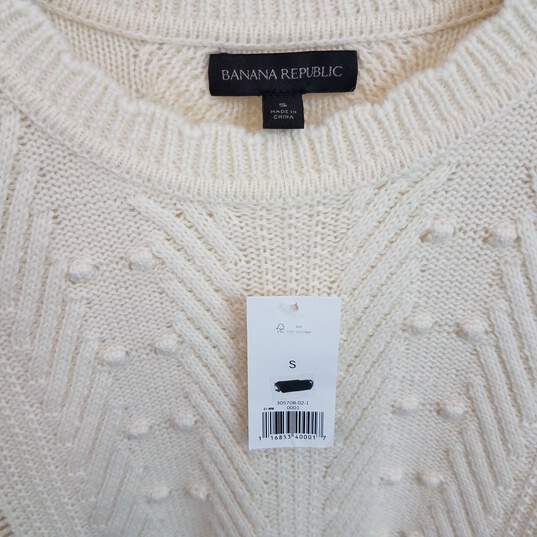 Banana Republic ivory cable knit crewneck sweater women's S image number 3