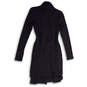 Womens Black Long Sleeve Waffle Knit Tie Waist Sleepwear Robe Size XXS image number 2
