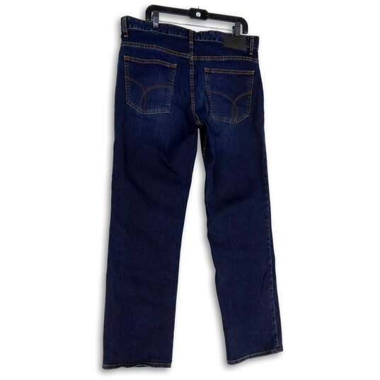 NWT Womens Blue Dark Wash Pockets Stretch Denim Straight Leg Jeans Sz 36/32 image number 4