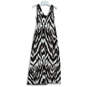 Womens White Brown Chevron Sleeveless V-Neck Ruched Maxi Dress Size Small image number 2