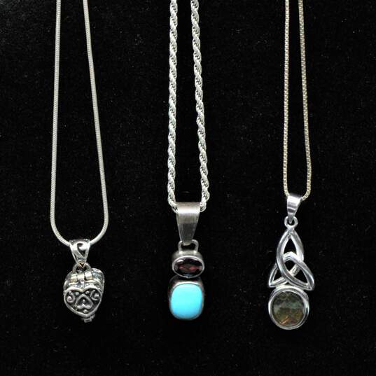Bundle of 3 Sterling Silver Pendant Necklaces - 20.5g image number 1