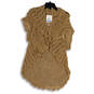 NWT Womens Brown Crochet Short Sleeve Open Front Cardigan Sweater Size XL image number 1