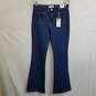 MNG women's mid rise dark wash flare jeans 6 tags image number 1