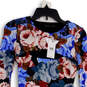 NWT Womens Blue Red Floral Round Neck Long Sleeve Bodycon Dress Size XS image number 3