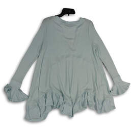 NWT Womens Blue Bell Sleeve Split Neck Ruffle Blouse Top Size Small alternative image