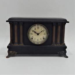 Antique Sessions Eight Day Half Hour Strike Adamantine Style Mantel Clock W/ Key
