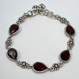Designer Brighton Silver-Tone Red Crystal Cut Stone Flower Chain Bracelet alternative image