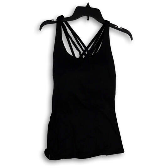 Womens Black Round Neck Spaghetti Strap Sleeveless Mini Dress Size 10 image number 2