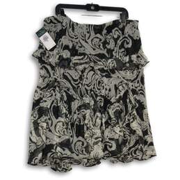 NWT Womens Gray Paisley Ruffle Knee Length Pull-On A-Line Skirt Size X-Large alternative image