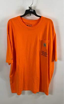 Carhartt Mens Orange Short Sleeve Crew Neck Loose Fit Pullover T-Shirt Size XXL