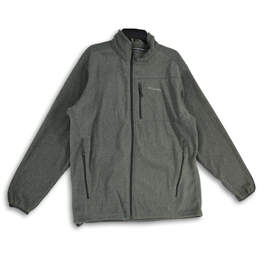 Mens Gray Heather Mock Neck Long Sleeve Full-Zip Fleece Jacket Size XXL