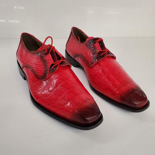Giorgio Brutini Hendricks Red Crocodile Print Shoes Size 11M image number 1