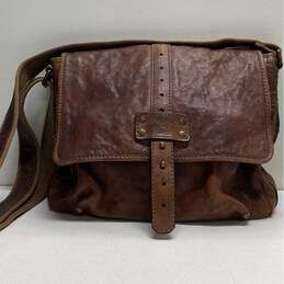 Fossil Leather Max Messenger Bag Brown