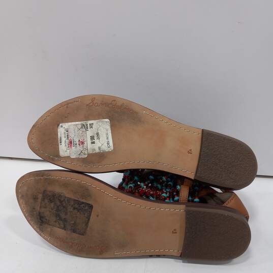 Sam Edelman Ladies Brown Leather Beaded Tassel Sandals Size 8.5 image number 5