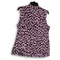 NWT Womens Pink Purple Abstract V-Neck Sleeveless Pullover Blouse Top Sz L image number 2