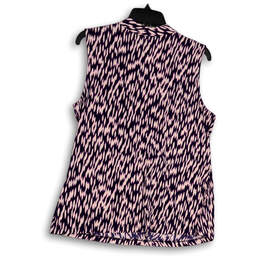 NWT Womens Pink Purple Abstract V-Neck Sleeveless Pullover Blouse Top Sz L alternative image