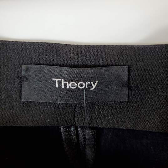 Theory Women Black Faux Leather Straight Pants Sz 14 image number 3