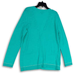 Womens Blue V-Neck Long Sleeve Pockets Tight-Knit Cardigan Sweater Size XL alternative image