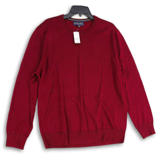 NWT Mens Red Knitted Crew Neck Long Sleeve Pullover Sweater Size XL image number 1