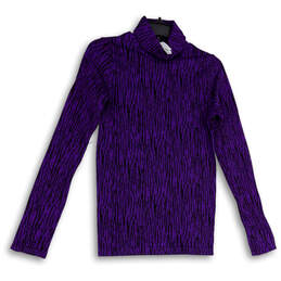 Womens Purple Black Flurry Elemental Turtleneck Activewear Top Size Small
