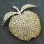 Vintage Weiss Silvertone Icy Clear Rhinestones Apple Fruit Brooch 18.5g image number 1