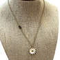 Designer Juicy Couture Gold-Tone Chain White Enamel Flower Charm Necklace image number 1