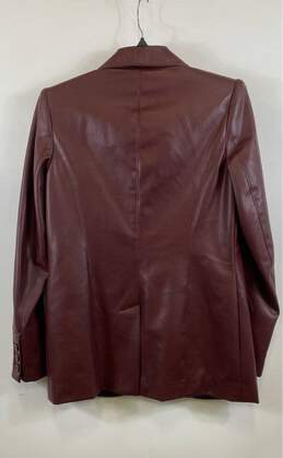 Bailey Womens Brown Leather Notch Lapel Single Breasted Blazer Jacket Size XS alternative image