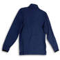 Mens Blue 1/4 Zip Mock Neck Thumbhole Long Sleeve Athletic Shirt Size Small image number 2