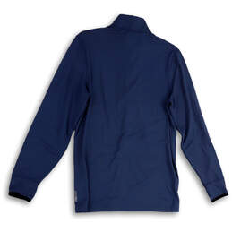 Mens Blue 1/4 Zip Mock Neck Thumbhole Long Sleeve Athletic Shirt Size Small alternative image